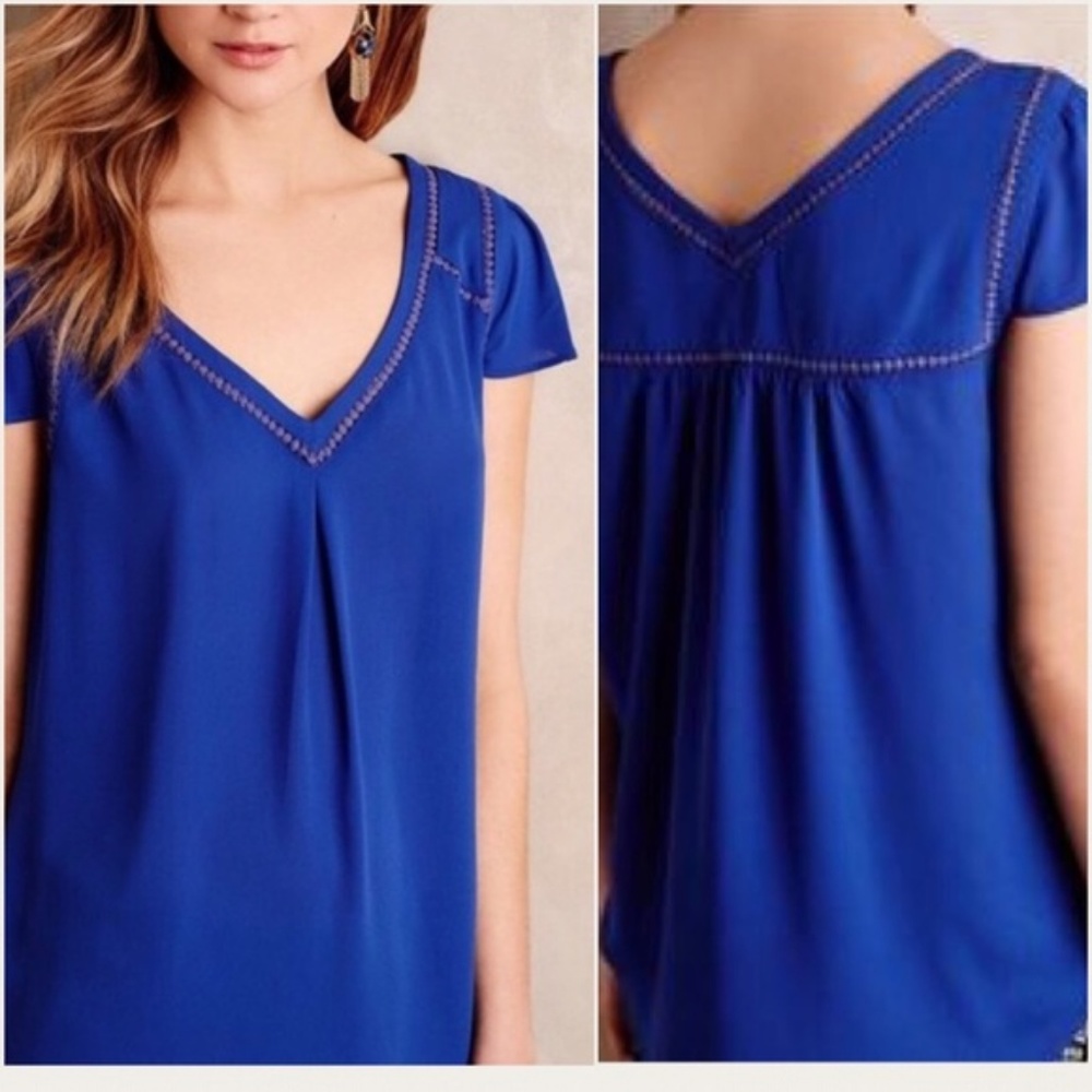 Maeve Cobalt Blue Cap Sleeve Blouse